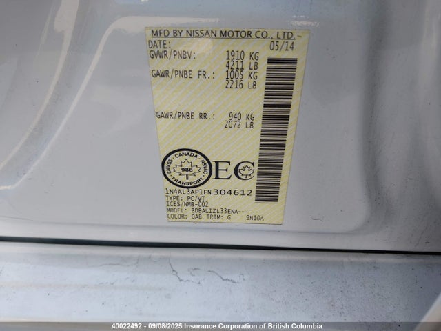 1N4AL3AP1FN304612 Nissan 2015
