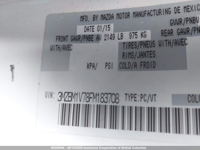3MZBM1V78FM183708 Mazda pe