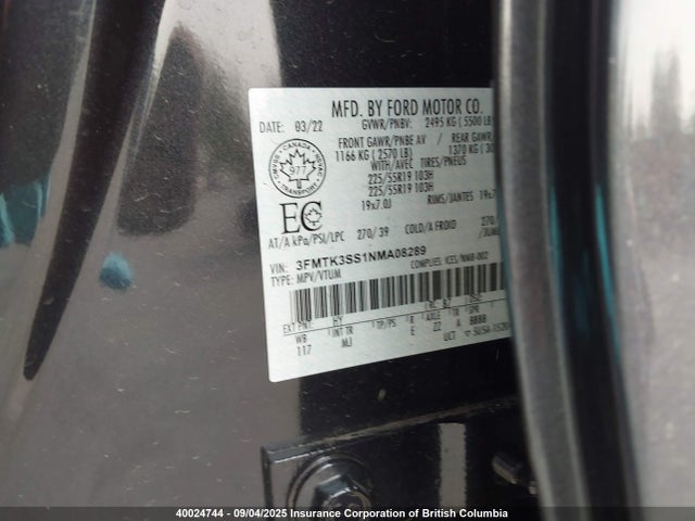 Ford 2022 2022 3FMTK3SS1NMA08289 Image 9