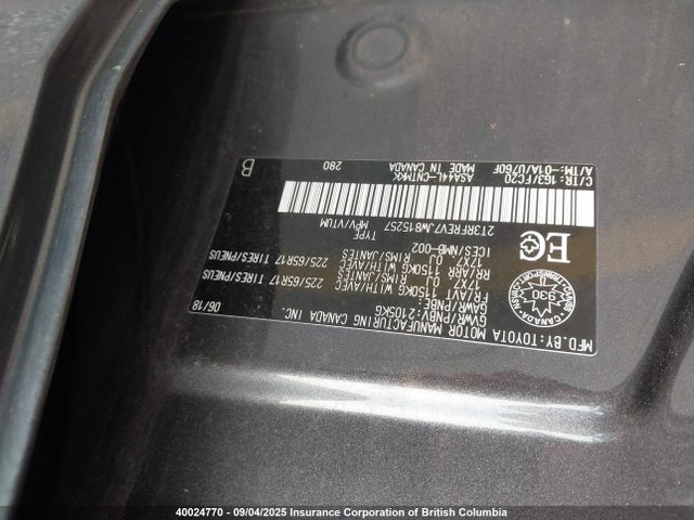 2T3RFREV7JW815257 Toyota 2ar-fe