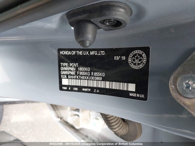 SHHFK7H9XKU303869 Honda l15ba