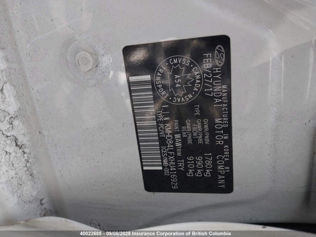 KMHD84LFXHU416929 Hyundai 2017