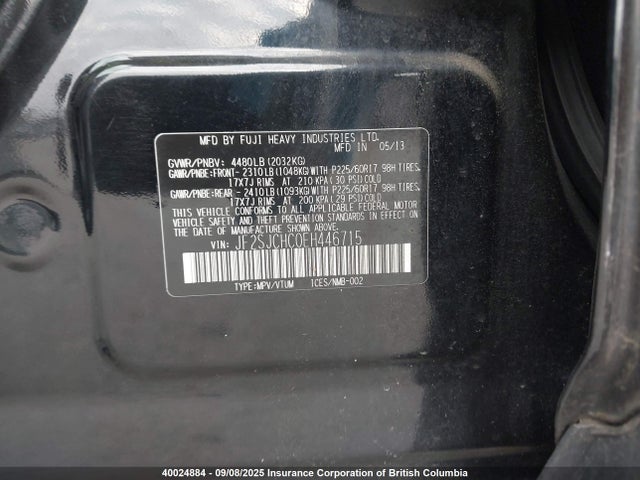 Subaru 2.5na c0 2014 JF2SJCHC0EH446715 Image 9