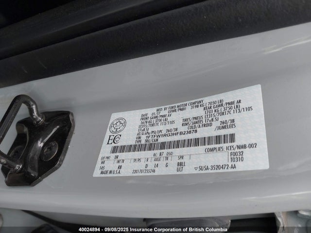 1FTFW1RG3HFB23878 Ford gtdi