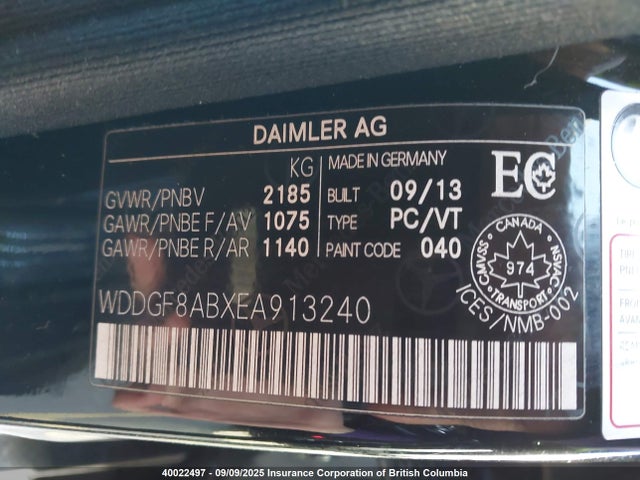 Mercedes-Benz 2014 2014 WDDGF8ABXEA913240 Image 9