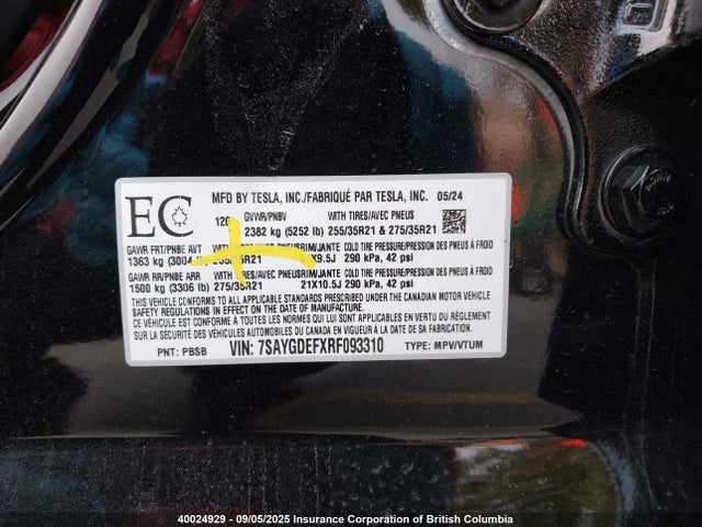 7SAYGDEFXRF093310 Tesla Model Y