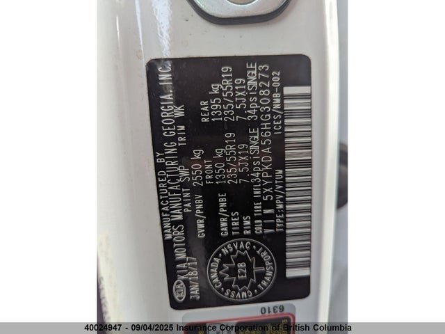 5XYPKDA56HG308273 KIA 2017