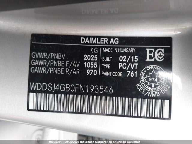 WDDSJ4GB0FN193546 Mercedes-Benz CLA-Class