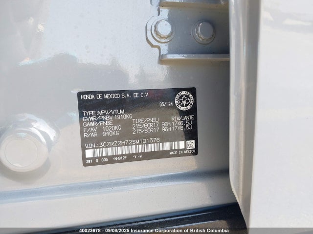 3CZRZ2H72SM101576 Honda k20z5