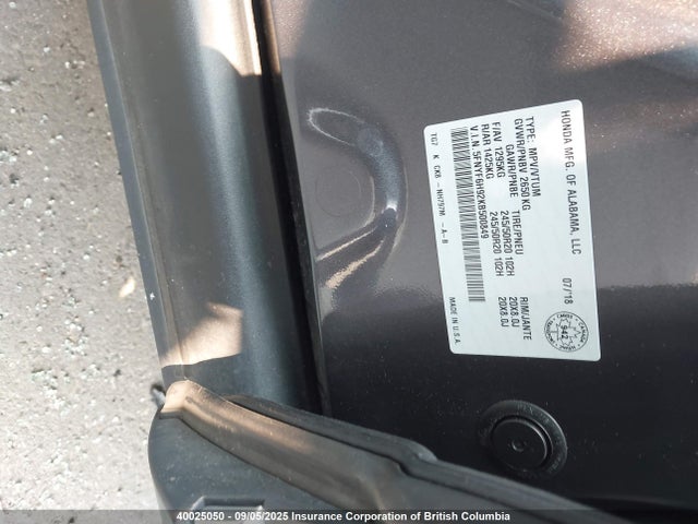 5FNYF6H92KB500849 Honda j35y6