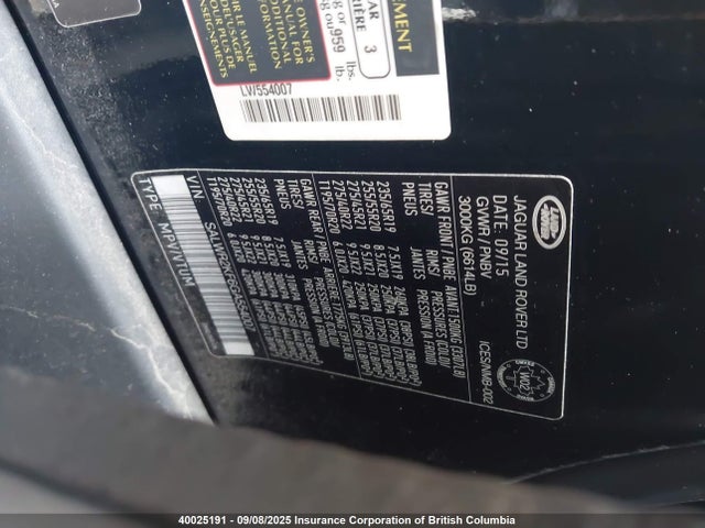 Land Rover td6 lev3 lev160 2016 SALWR2KF6GA554007 Image 9
