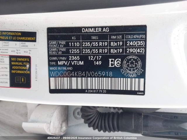 WDC0G4KB4JV065918 Mercedes-Benz m274