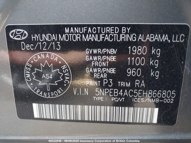 Hyundai gamma 2014 5NPEB4AC5EH866805 Image 9