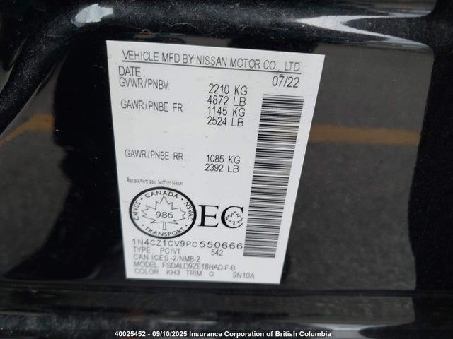 Nissan Leaf 2023 1N4CZ1CV9PC550666 Image 9