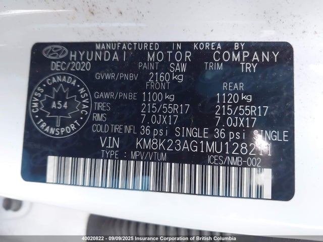 KM8K23AG1MU128211 Hyundai Kona
