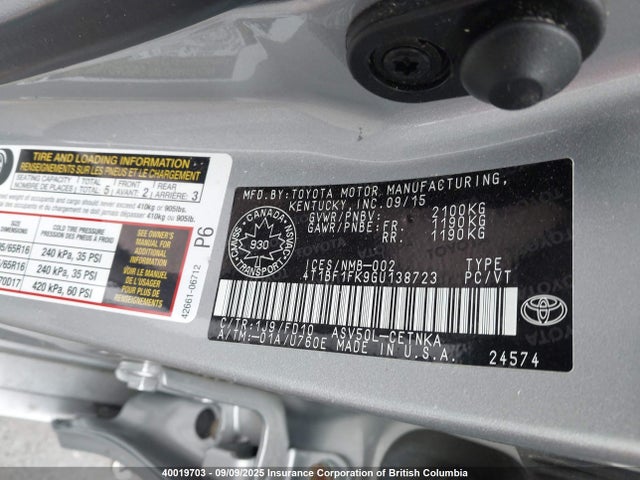 4T1BF1FK9GU138723 Toyota 2ar-fe