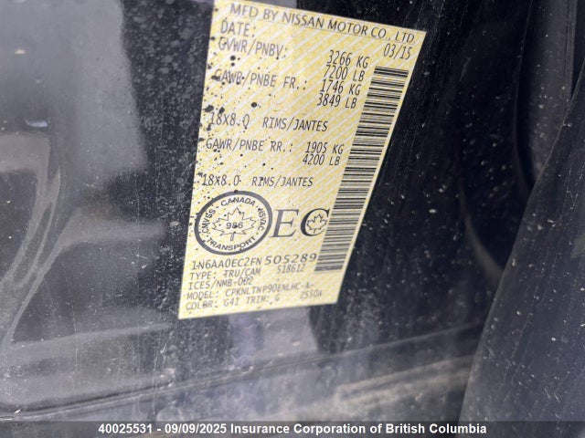 Nissan Titan 2015 1N6AA0EC2FN505289 Image 3