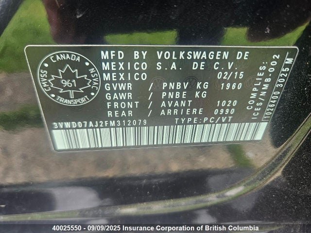 3VWD07AJ2FM312079 Volkswagen 1.8t