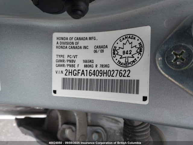 Продаж на аукціоні авто 2009 Honda Civic Dx-g, vin: 2HGFA16409H027622, номер лоту: 40024850