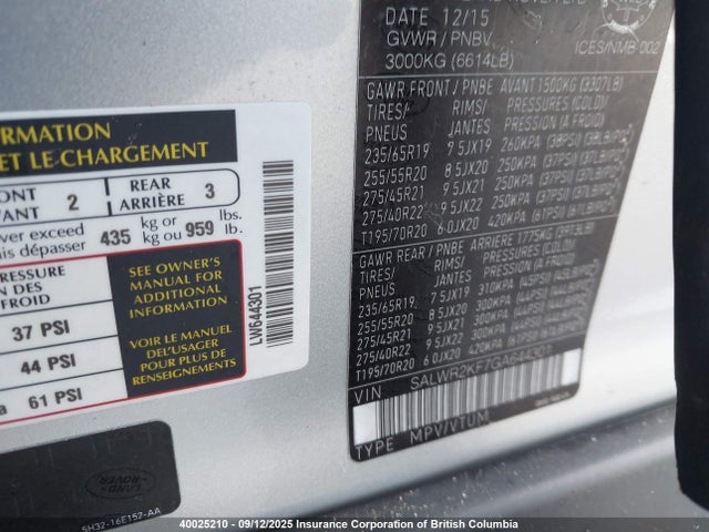 Land Rover td6 lev3 lev160 2016 SALWR2KF7GA644301 Image 9