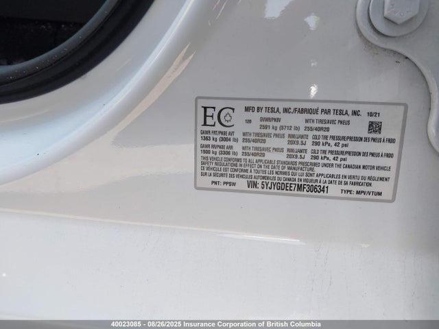 5YJYGDEE7MF306341 Tesla Model Y