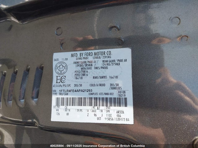 40025884 :رقم المزاد ، 1FTLR4FE4APA21293 vin ، 2010 Ford Ranger Super Cab مزاد بيع
