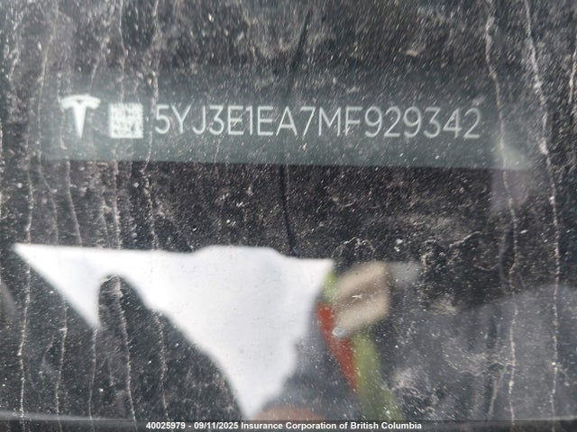 5YJ3E1EA7MF929342 Tesla MODEL 3