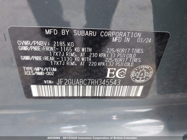Subaru na 2024 JF2GUABC7RH345543 Image 9