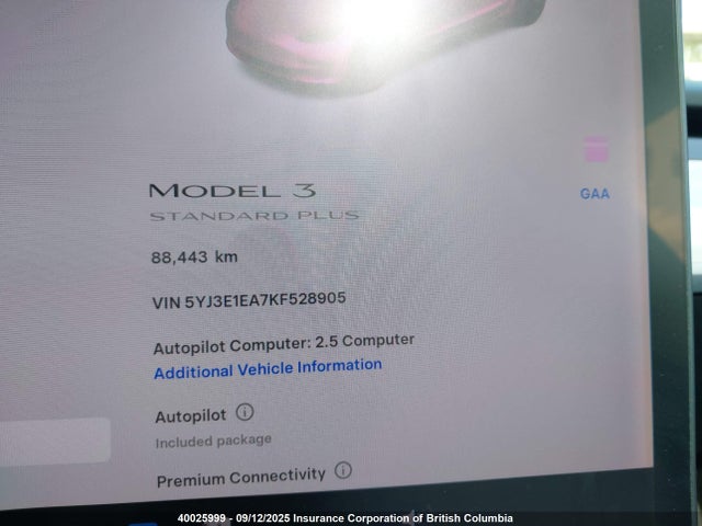 5YJ3E1EA7KF528905 Tesla MODEL 3