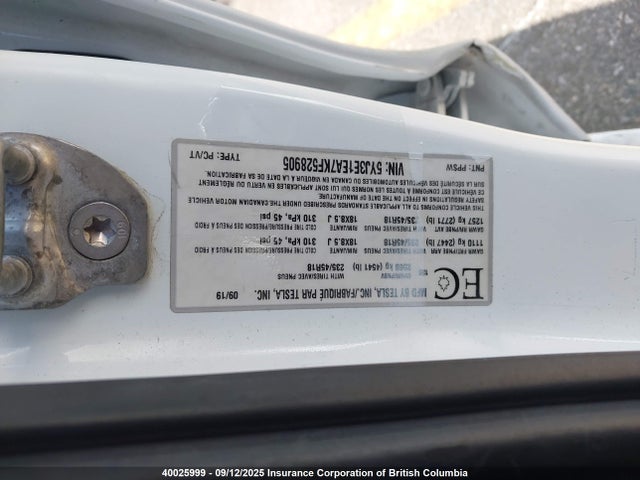 5YJ3E1EA7KF528905 Tesla MODEL 3