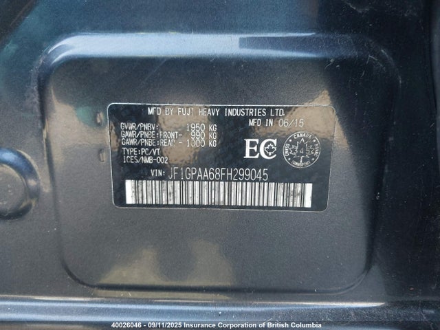 JF1GPAA68FH299045 Subaru 2.0l na