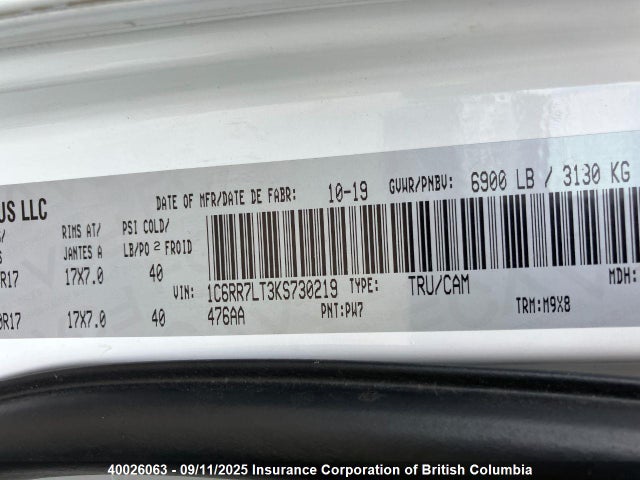 RAM 1500 2019 1C6RR7LT3KS730219 Image 8