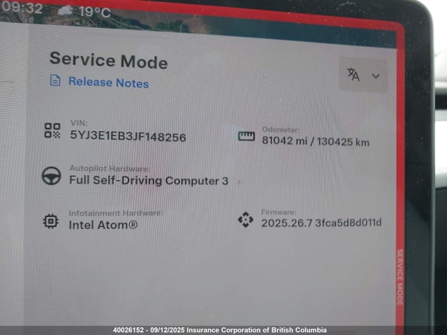 5YJ3E1EB3JF148256 Tesla MODEL 3