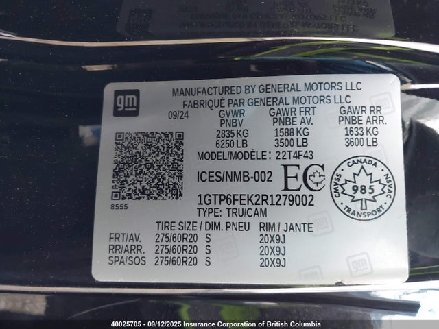 GMC l3b 2024 1GTP6FEK2R1279002 Image 9