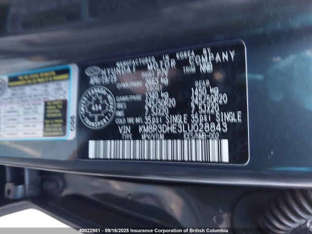 KM8R3DHE3LU028843 Hyundai gdi lambda ii