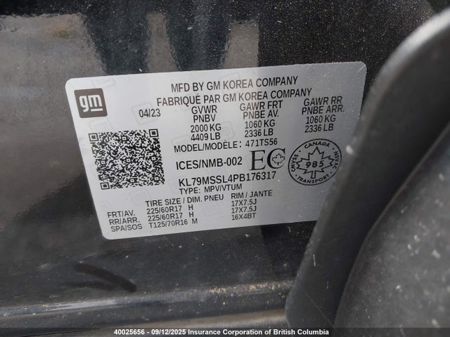 40025656 :رقم المزاد ، KL79MSSL4PB176317 vin ، 2023 Chevrolet Trailblazer Activ مزاد بيع