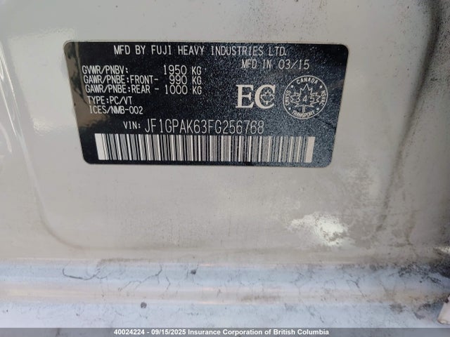 JF1GPAK63FG256768 Subaru 2.0l na