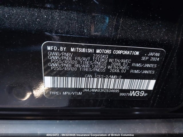 JA4J4WA83RZ634695 Mitsubishi Outlander
