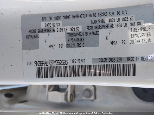 Mazda pe 2023 3MZBPAB73PM362686 Image 9
