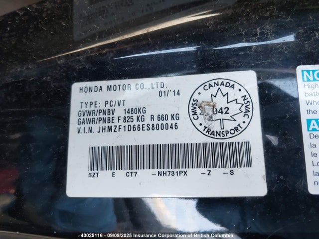 Honda lea1 2014 JHMZF1D66ES800046 Image 9