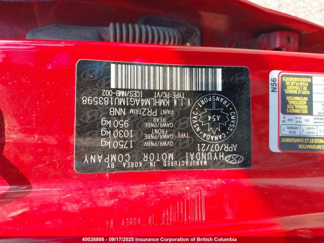 KMHLM4AG1MU183598 Hyundai mpi nu pe