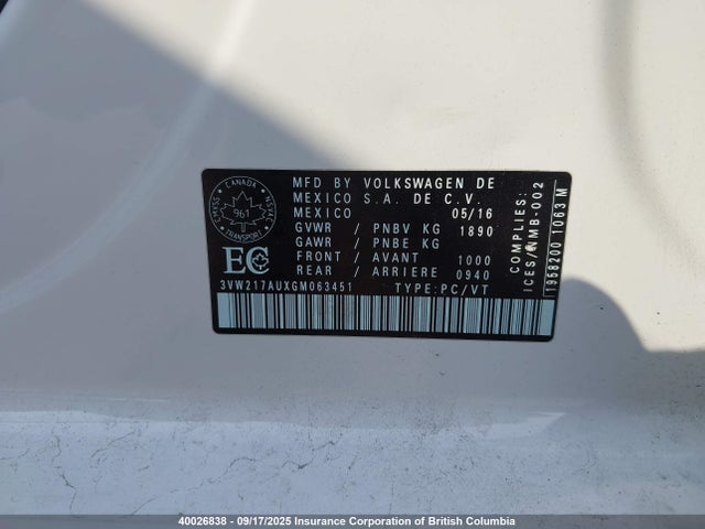3VW217AUXGM063451 Volkswagen 1.8 tsi