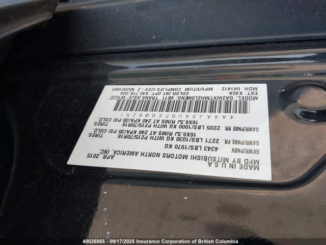 Mitsubishi dohc mivec 2015 4A4AJ3AU6FE606251 Image 9