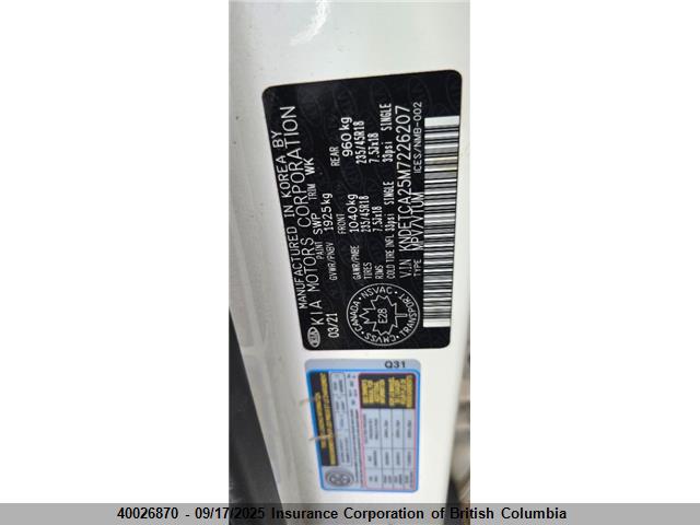 KIA gamma t-gdi 2021 KNDETCA25M7226207 Image 8