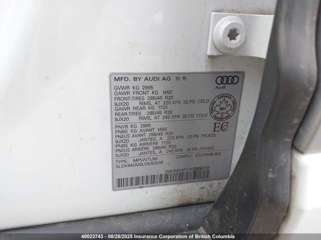 Audi Q7 2017 WA1MAAF77HD033701 Image 9