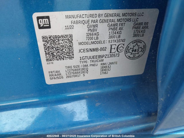 1GTUUEE85PZ130573 GMC lz0
