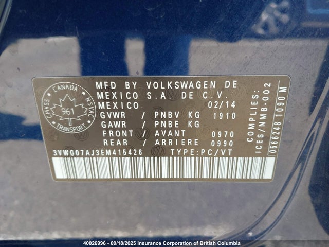 3VWG07AJ3EM415426 Volkswagen Jetta