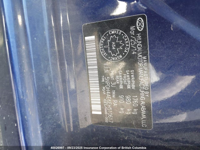 Hyundai dohc mpi nu 2014 5NPDH4AE6EH510617 Image 9