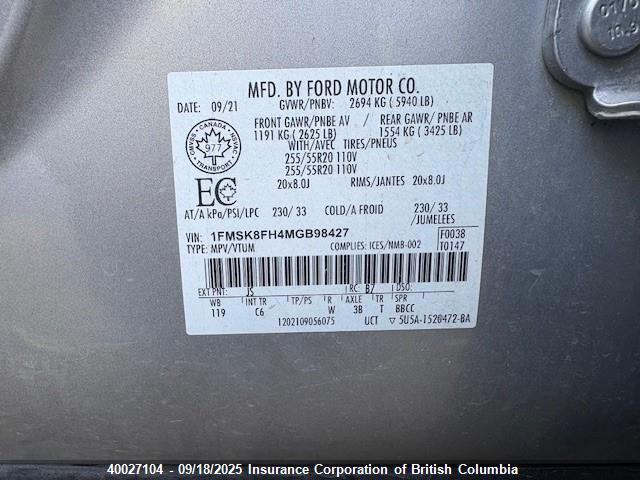 Ford 2021 2021 1FMSK8FH4MGB98427 Image 10