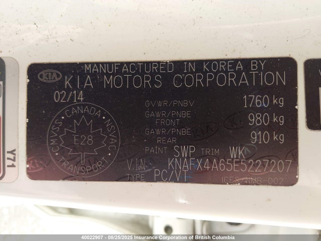 KIA 2014 2014 KNAFX4A65E5227207 Image 9